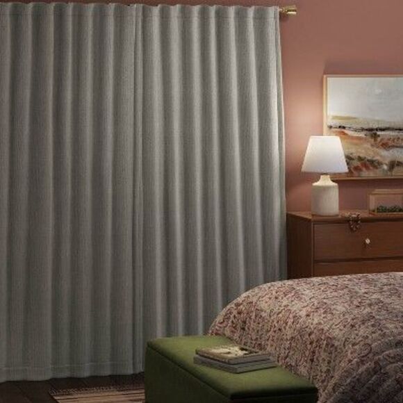 Threshold - 50"x63" Blackout Corded Ribbed Curtain Panel Gray Gray - Picture 2 of 4
